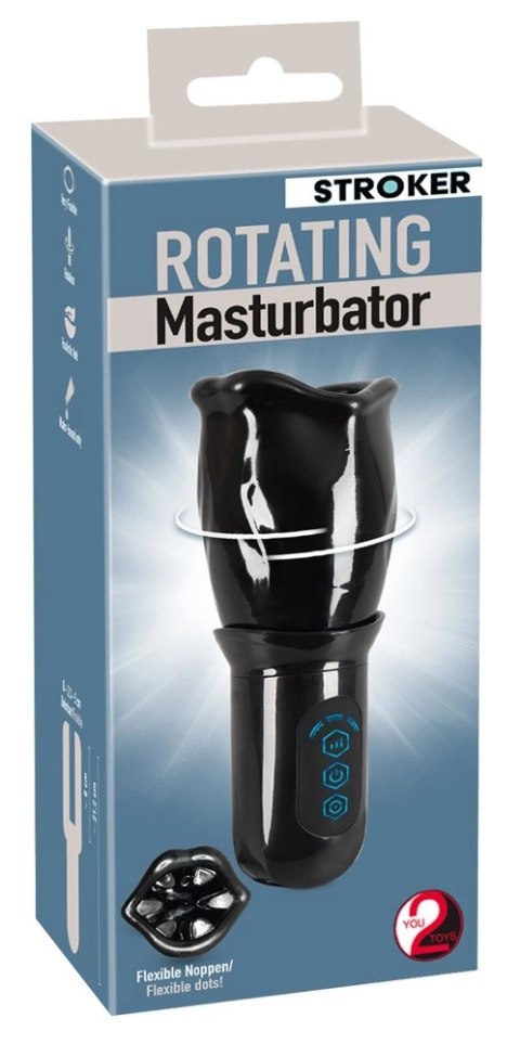 Stroker - Masturbator Z Obrotowym Rękawem W 4 Trybach Czarny Stroker