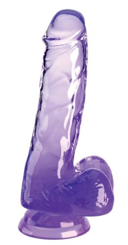 King Cock Clear - Realistyczne Dildo Z Jądrami I Przyssawką Przezroczyste-Fioletowe 15 CM King Cock Clear