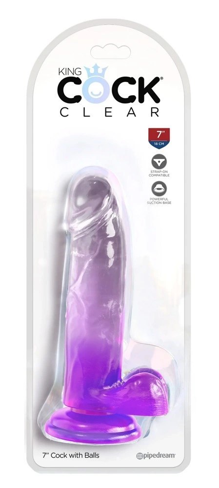 King Cock Clear - Realistyczne Dildo Z Jądrami I Przyssawką Przezroczyste-Fioletowe 18 CM King Cock Clear King Cock Clear - Realistyczne Dildo Z Jądrami I Przyssawką Przezroczyste-Fioletowe 18 CM King Cock Clear