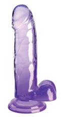 King Cock Clear - Realistyczne Dildo Z Jądrami I Przyssawką Przezroczyste-Fioletowe 18 CM King Cock Clear