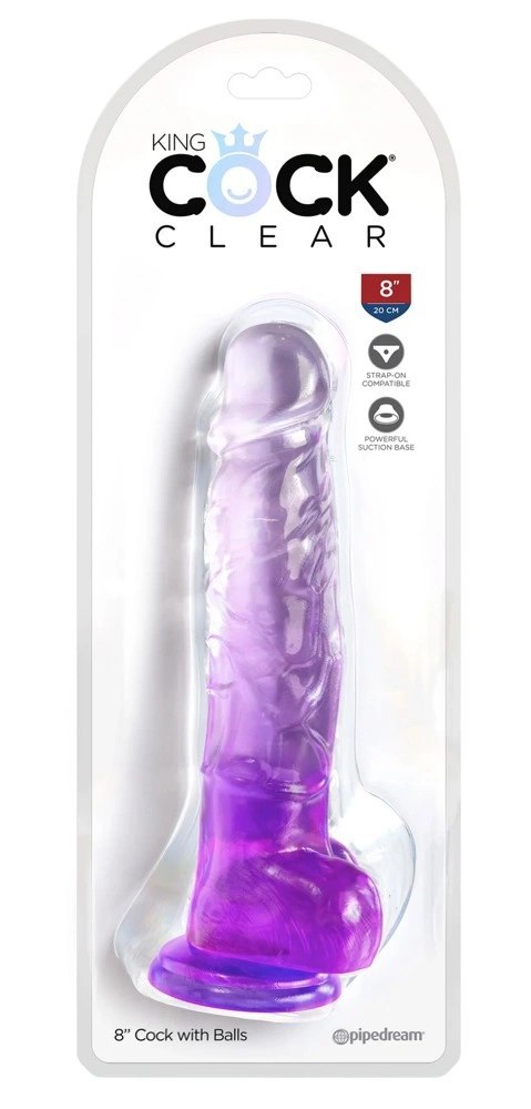 King Cock Clear - Realistyczne Dildo Z Jądrami I Przyssawką Przezroczyste-Fioletowe 20 CM King Cock Clear King Cock Clear - Realistyczne Dildo Z Jądrami I Przyssawką Przezroczyste-Fioletowe 20 CM King Cock Clear
