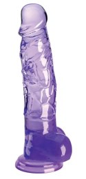 King Cock Clear - Realistyczne Dildo Z Jądrami I Przyssawką Przezroczyste-Fioletowe 20 CM King Cock Clear