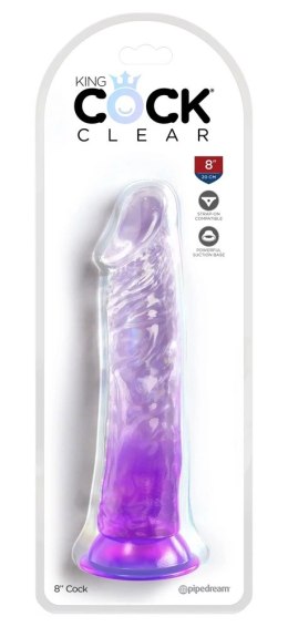 King Cock Clear - Realistyczne Dildo Z Przyssawką Przezroczyste-Fioletowe 20 CM King Cock Clear