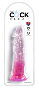 King Cock Clear - Realistyczne Dildo Z Przyssawką Przezroczyste-Różowe 20 CM King Cock Clear