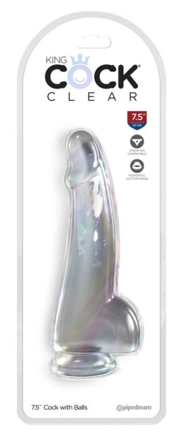 King Cock Clear - Realistyczne Zakrzywione Dildo Z Przyssawką Przezroczyste 19 CM King Cock Clear