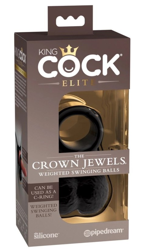 King Cock Elite - Pierścień Na Penisa Z Obciążonymi Wahającymi Się Jądrami Czarny King Cock Elite