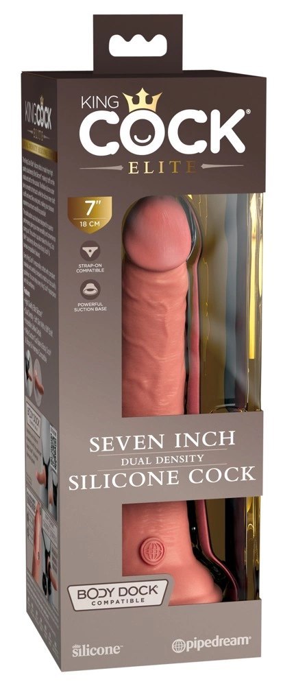 King Cock Elite - Realistyczne Silikonowe Dildo Z Przyssawką 18 CM Jasny Kolor Skóry King Cock Elite