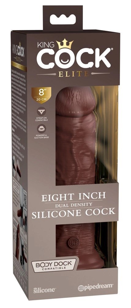 King Cock Elite - Realistyczne Silikonowe Dildo Z Przyssawką 20 CM Brązowy Kolor Skóry King Cock Elite