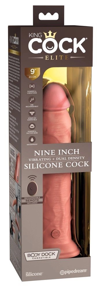 King Cock Elite - Realistyczny Silikonowy Wibrator Z Przyssawką 23 CM + Pilot Ciemny Kolor Skóry King Cock Elite King Cock Elite - Realistyczny Silikonowy Wibrator Z Przyssawką 23 CM + Pilot Ciemny Kolor Skóry King Cock Elite