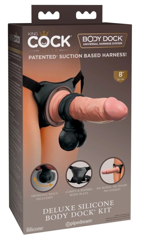 King Cock Elite - Uprząż Strap-On Z Realistycznym Dildo 20 CM Jasny Kolor Skóry + Pierścień Na Penisa Z Wahającymi Się Jądrami C King Cock Elite King Cock Elite - Uprząż Strap-On Z Realistycznym Dildo 20 CM Jasny Kolor Skóry + Pierścień Na Penisa Z Wahającymi Się Jądrami C King Cock Elite