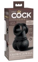 King Cock Elite - Wibrujący Pierścień Na Penisa Z Wahającymi Się Jądrami Czarny King Cock Elite