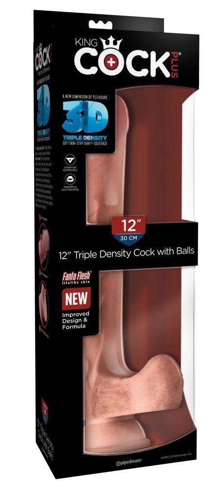 King Cock Plus - Realistyczne Dildo Z Jądrami I Przyssawką 30 CM Jasny Kolor Skóry King Cock Plus