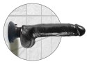 King Cock - Realistyczny Wibrator Z Jądrami I Przyssawką 23 CM Czarny King Cock