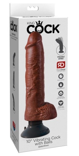 King Cock - Realistyczny Wibrator Z Jądrami I Przyssawką 25 CM Ciemny Kolor Skóry King Cock