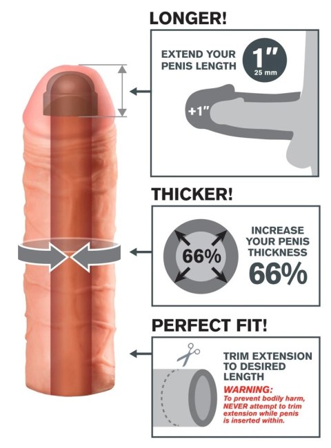 Fantasy X-Tensions - Nakładka Na Penisa 66% Większy Penis +2.5cm Cielisty Fantasy X-TENSIONS Fantasy X-Tensions - Nakładka Na Penisa 66% Większy Penis +2.5cm Cielisty Fantasy X-TENSIONS