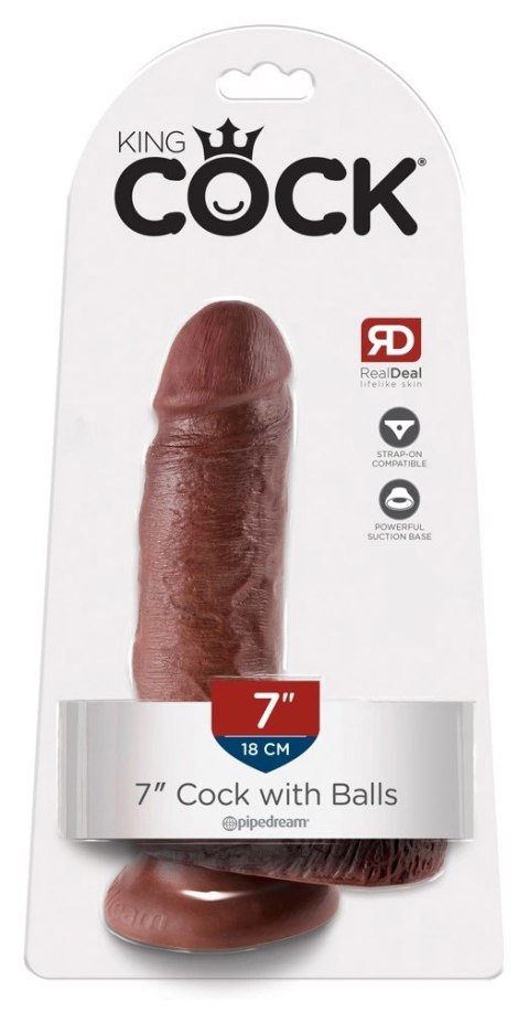 King Cock - Realistyczne Dildo Z Żołędziem Jądrami I Żyłkami 18 CM Brązowy Kolor Skóry King Cock King Cock - Realistyczne Dildo Z Żołędziem Jądrami I Żyłkami 18 CM Brązowy Kolor Skóry King Cock