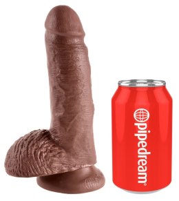 King Cock - Realistyczne Dildo Z Żołędziem Jądrami I Żyłkami 18 CM Brązowy Kolor Skóry King Cock
