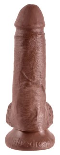 King Cock - Realistyczne Dildo Z Żołędziem Jądrami I Żyłkami 18 CM Brązowy Kolor Skóry King Cock