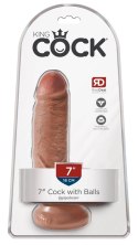 King Cock - Realistyczne Dildo Z Żołędziem Jądrami I Żyłkami 18 CM Ciemny Kolor Skóry King Cock
