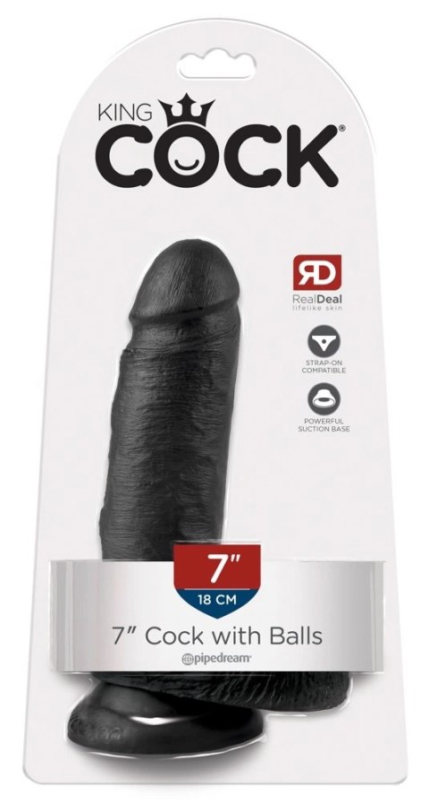 King Cock - Realistyczne Dildo Z Żołędziem Jądrami I Żyłkami 18 CM Czarny King Cock King Cock - Realistyczne Dildo Z Żołędziem Jądrami I Żyłkami 18 CM Czarny King Cock