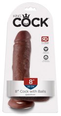 King Cock - Realistyczne Dildo Z Żołędziem Jądrami I Żyłkami 20 CM Ciemny Kolor Skóry King Cock