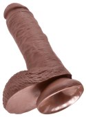 King Cock - Realistyczne Dildo Z Żołędziem Jądrami I Żyłkami 20 CM Ciemny Kolor Skóry King Cock