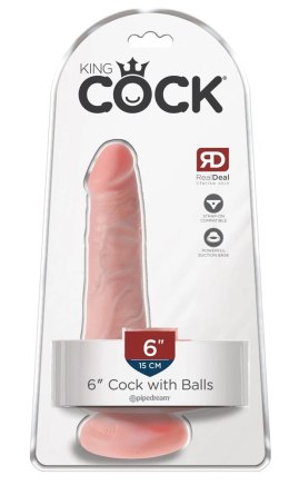 King Cock - Realistyczne Naturalne Dildo Z Przyssawką 15 CM Jasny Kolor Skóry King Cock