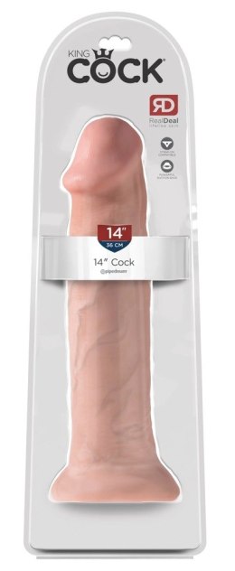 King Cock - Realistyczne Naturalne Dildo Z Żyłkami I Żołędziem 36 CM Jasny Kolor Skóry King Cock