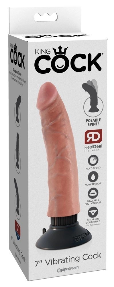 King Cock - Realistyczny Wibrator Jak Naturalny Penis Z Przyssawką 18 CM Jasny Kolor Skóry King Cock King Cock - Realistyczny Wibrator Jak Naturalny Penis Z Przyssawką 18 CM Jasny Kolor Skóry King Cock