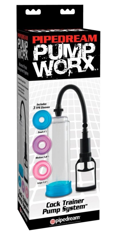 Pump Worx - Przezroczysta Pompka Do Penisa Cock Trainer Z 3 Wymiennymi Mankietami Pump Worx Pump Worx - Przezroczysta Pompka Do Penisa Cock Trainer Z 3 Wymiennymi Mankietami Pump Worx