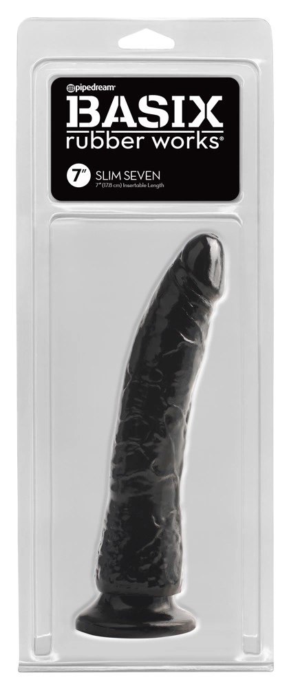 Basix - Realistyczne Dildo Slim 7 Czarne Basix Rubber Works