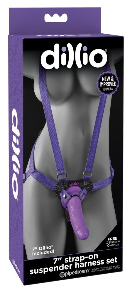 Dillio - Dildo Strap-On Uprząż Fioletowy 19cm Dillio Dillio - Dildo Strap-On Uprząż Fioletowy 19cm Dillio