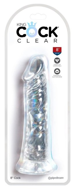 King Cock Clear - Realistyczne Dildo Z Przyssawką Przezroczyste 20 CM King Cock Clear