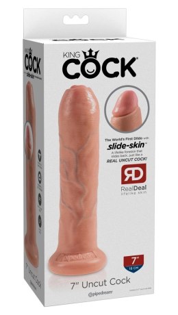 King Cock - Realistyczne Dildo Z Ruchomym Napletkiem 18 CM Jasny Kolor Skóry King Cock