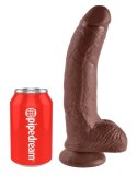 King Cock - Realistyczne Dildo Z Żołędziem Jądrami I Żyłkami 23 CM Brązowy Kolor Skóry King Cock
