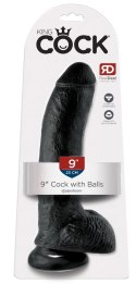 King Cock - Realistyczne Dildo Z Żołędziem Jądrami I Żyłkami 23 CM Czarny King Cock