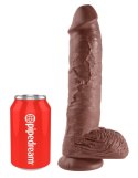 King Cock - Realistyczne Dildo Z Żołędziem Jądrami I Żyłkami 25 CM Brązowy Kolor Skóry King Cock