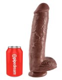 King Cock - Realistyczne Dildo Z Żołędziem Jądrami I Żyłkami 28 CM Brązowy Kolor Skóry King Cock