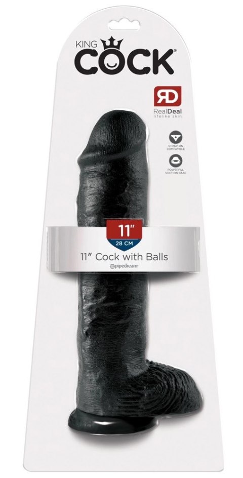 King Cock - Realistyczne Dildo Z Żołędziem Jądrami I Żyłkami 28 CM Czarny King Cock King Cock - Realistyczne Dildo Z Żołędziem Jądrami I Żyłkami 28 CM Czarny King Cock