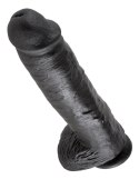 King Cock - Realistyczne Dildo Z Żołędziem Jądrami I Żyłkami 28 CM Czarny King Cock