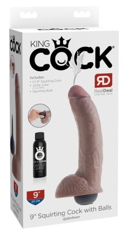King Cock - Realistyczne Naturalne Dildo Z Wytryskiem 23 CM Ciemny Kolor Skóry King Cock