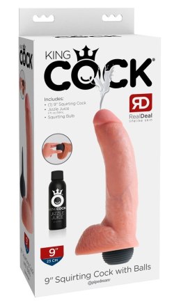 King Cock - Realistyczne Naturalne Dildo Z Wytryskiem 23 CM Jasny Kolor Skóry King Cock