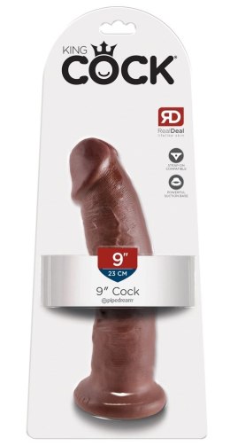 King Cock - Realistyczne Zakrzywione Dildo Z Przyssawką 23 CM Brązowy Kolor Skóry King Cock