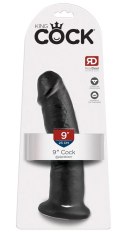 King Cock - Realistyczne Zakrzywione Dildo Z Przyssawką 23 CM Czarny King Cock