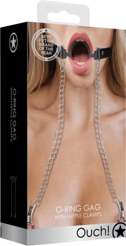 O-Ring Ball Gag z zaciskami na sutki Ouch! by shots Ouch! by Shots