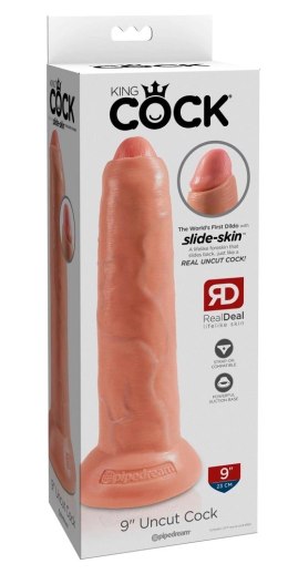 King Cock - Realistyczne Dildo Z Ruchomym Napletkiem 23 CM Jasny Kolor Skóry King Cock