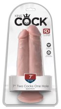 King Cock - Realistyczne Podwójne Dildo Z Przyssawką 18 CM Jasny Kolor Skóry King Cock