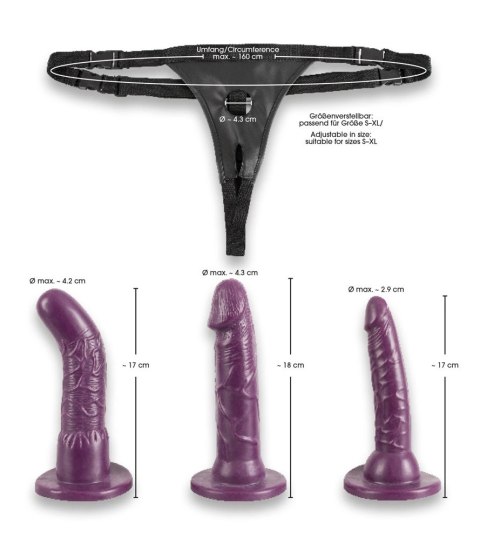 Bad Kitty - Strap-on Z 3 Różnymi Dildo Fioletowe Bad Kitty Bad Kitty - Strap-on Z 3 Różnymi Dildo Fioletowe Bad Kitty