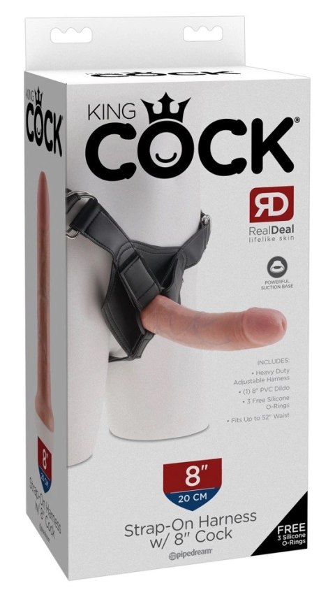 King Cock - Realistyczne Dildo Strap-On 20 CM Jasny Kolor Skóry King Cock