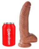King Cock - Realistyczne Dildo Z Żołędziem Jądrami I Żyłkami 23 CM Ciemny Kolor Skóry King Cock